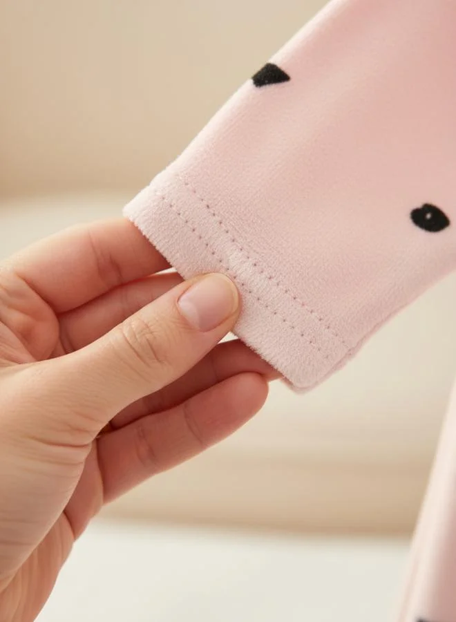 Luna & Lily Baby Girls Printed Velour Footed Sleepsuit