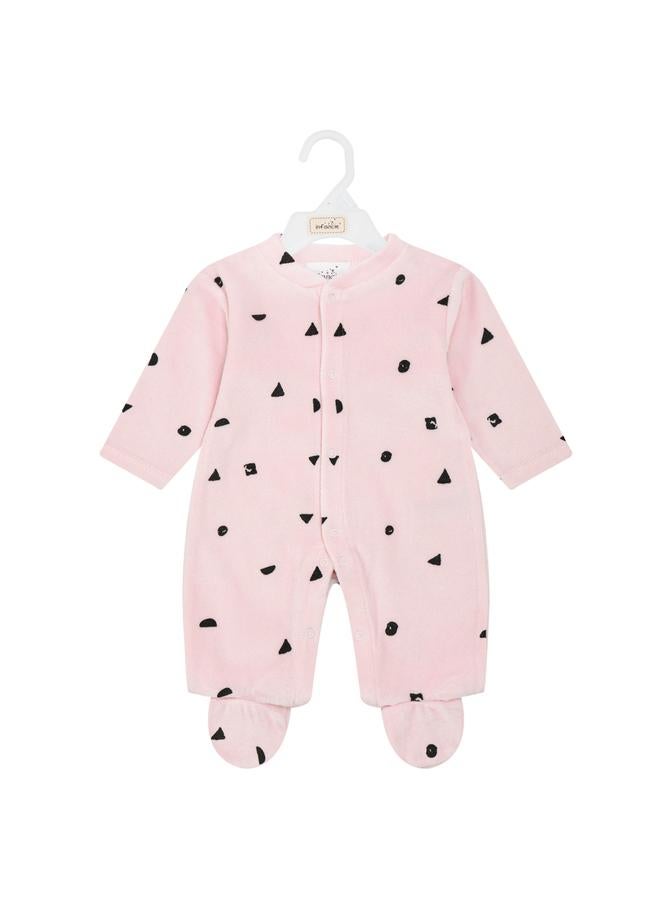 infancie Baby Girls Printed Velour Footed Sleepsuit - Image 4