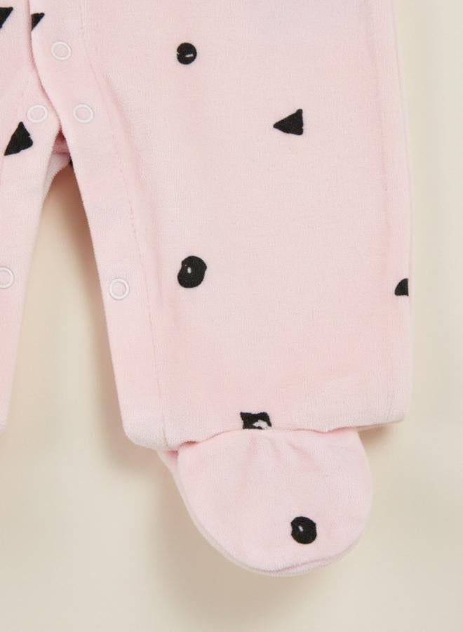 infancie Baby Girls Printed Velour Footed Sleepsuit - Image 3