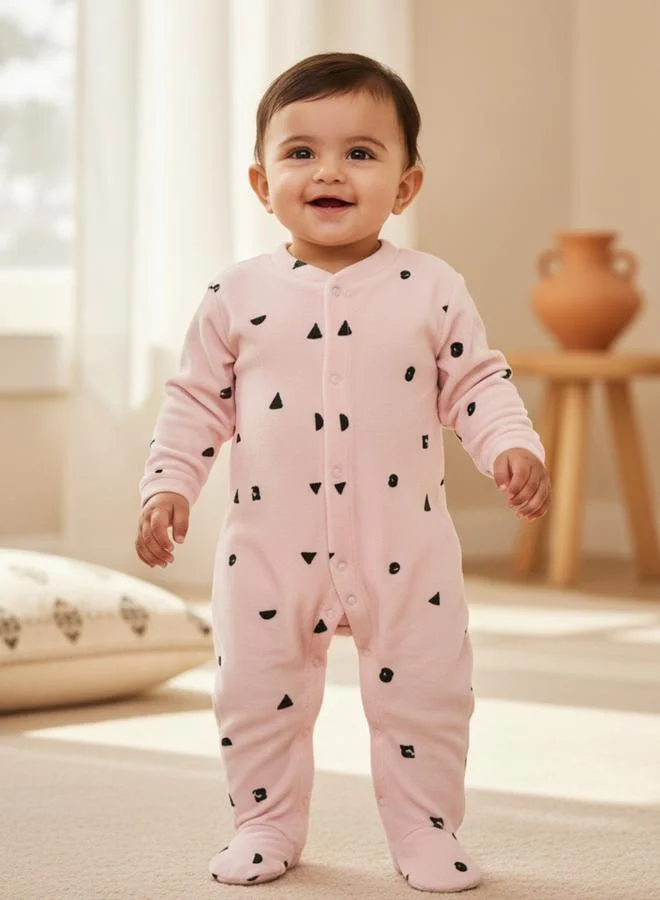 Luna & Lily Baby Girls Printed Velour Footed Sleepsuit