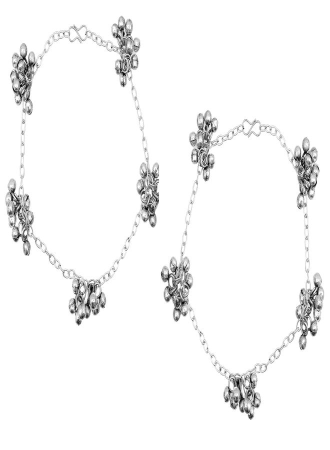 Siddhatva Traditional Ethnic Fashion Silver Oxidised Kada Payal Anklets Hasli Style Open Payal Anklet - Image 2