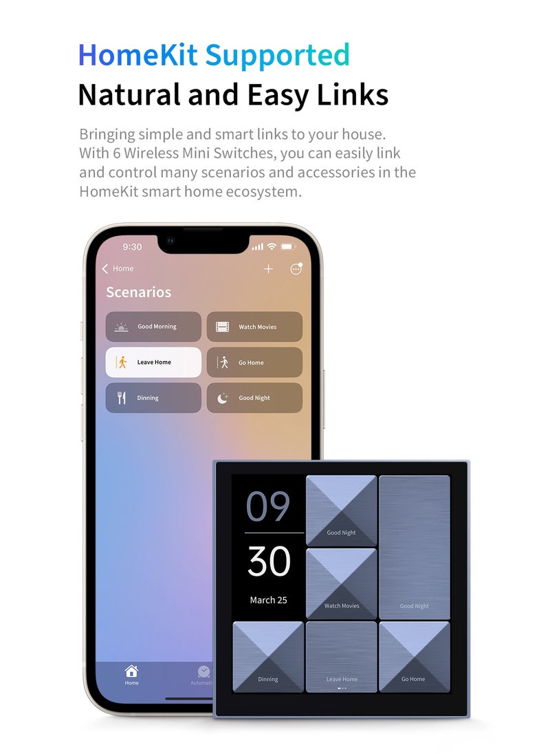 Aqara - Smart Magic Switch S1E Global Version Touch Control 4 Full LED Timer Calendar Power Statistics Scene Setting Remote Work with Homekit Aqara APP - Image 1