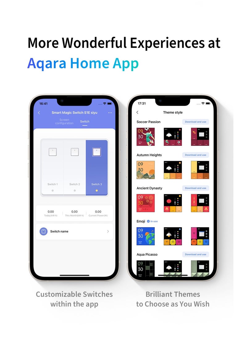 Aqara - Smart Magic Switch S1E Global Version Touch Control 4 Full LED Timer Calendar Power Statistics Scene Setting Remote Work with Homekit Aqara APP - Image 1