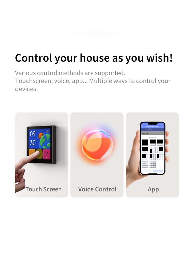 Aqara - Smart Magic Switch S1E Global Version Touch Control 4 Full LED Timer Calendar Power Statistics Scene Setting Remote Work with Homekit Aqara APP - Image 1