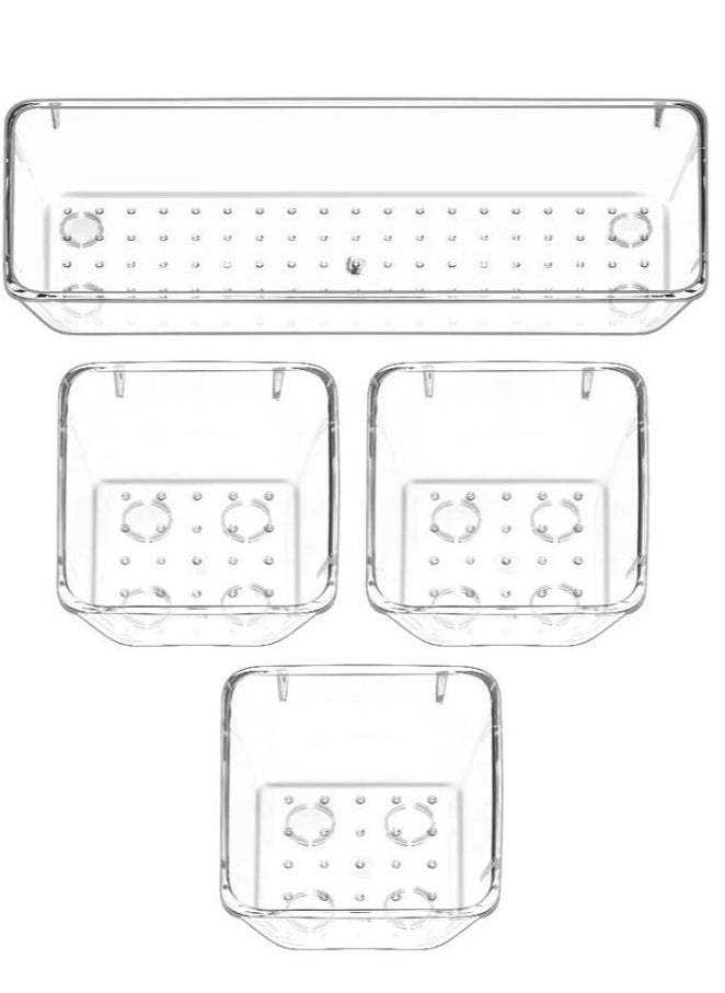 Generic Set of 4 Acrylic Space Saving Storage Box Drawer Organizer for Office Supplies Cabinet - Clear  - Image 2