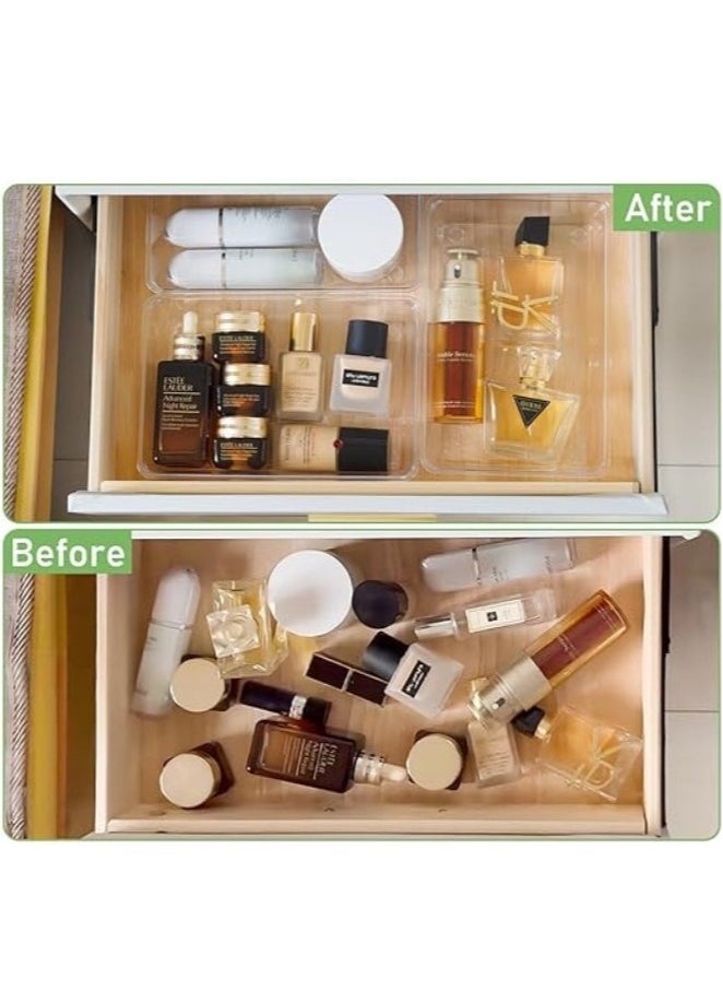 Generic Set of 4 Acrylic Space Saving Storage Box Drawer Organizer for Office Supplies Cabinet - Clear  - Image 4