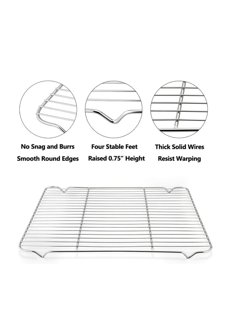 E-far Baking Cooling Rack Set of 2, E-far 16.5"x11.5" Stainless Steel Metal Roasting Cooking Racks, Fits in Half Sheet Cookie Pans, Non Toxic & Rust Free, Oven Proof & Dishwasher Safe - Image 3