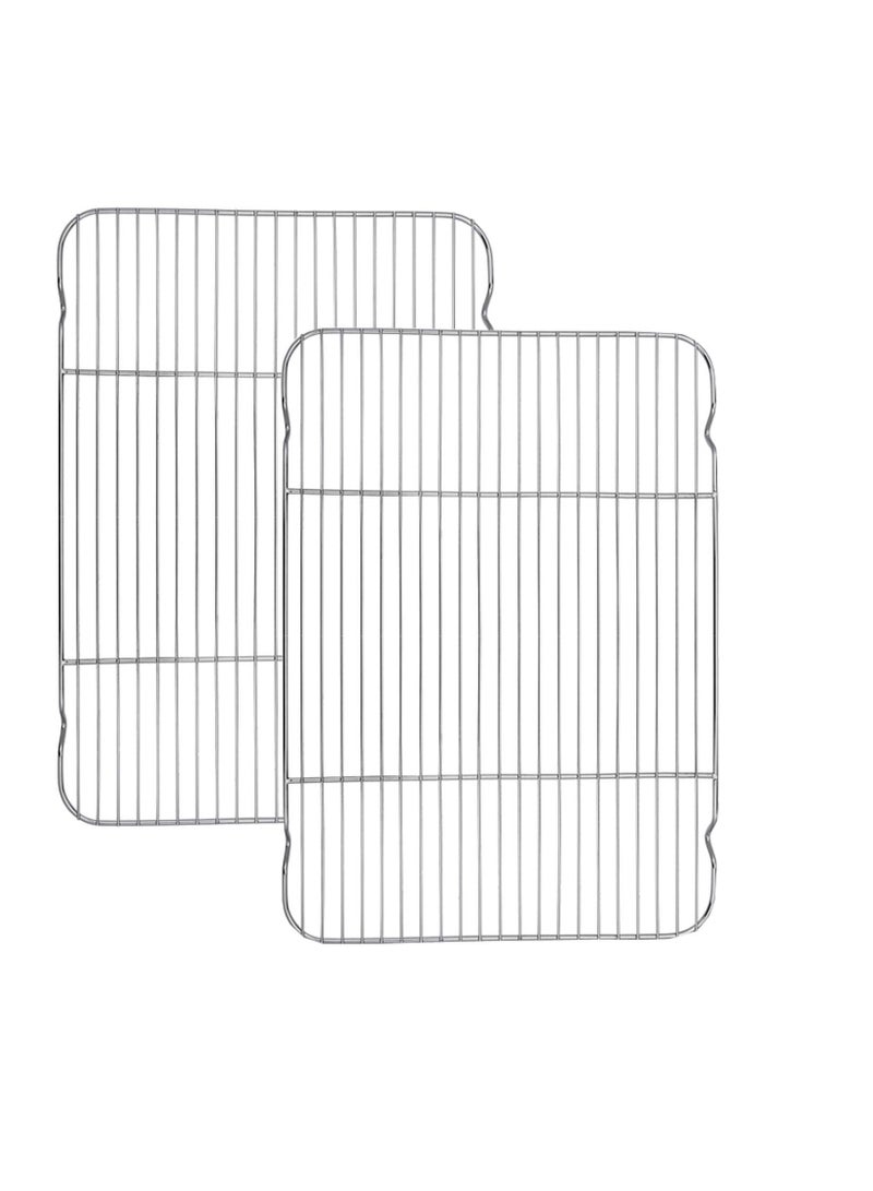 E-far Baking Cooling Rack Set of 2, E-far 16.5"x11.5" Stainless Steel Metal Roasting Cooking Racks, Fits in Half Sheet Cookie Pans, Non Toxic & Rust Free, Oven Proof & Dishwasher Safe - Image 1