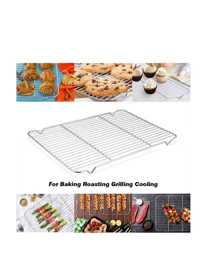 E-far Baking Cooling Rack Set of 2, E-far 16.5"x11.5" Stainless Steel Metal Roasting Cooking Racks, Fits in Half Sheet Cookie Pans, Non Toxic & Rust Free, Oven Proof & Dishwasher Safe - Image 4