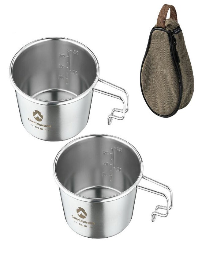 Campingmoon Outdoor Stainless Steel 450ml Sierra Bowl Picnic Tableware Portable Barbecue Hiking Camping Cup Picnic Cookware With Storage Bag - Image 1