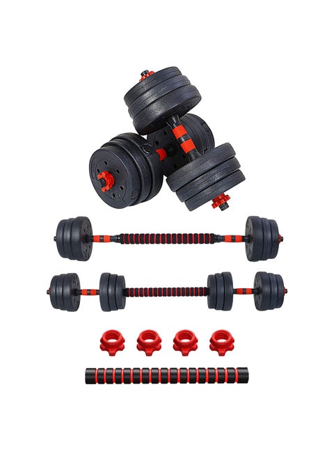 SCD-20 2-In-1 Dumbbells/Barbell Set (20Kg) - Easy 3-Step Assembly With Connector Rod, Eco-Friendly Weights, Concrete Dumbbells With Pvc Coating, Slip-Free Handgrip, Total Home Fitness