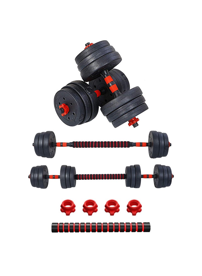 Sparnod Fitness SCD-20 2-In-1 Dumbbells/Barbell Set (20Kg) - Easy 3-Step Assembly With Connector Rod, Eco-Friendly Weights, Concrete Dumbbells With Pvc Coating, Slip-Free Handgrip, Total Home Fitness - Image 1