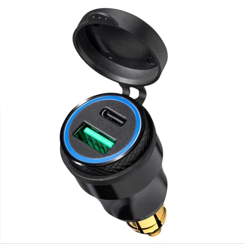 Tecreddy Motorcycle Power Adapter DIN Hella Plug to QC 30 USB Type C Charger Compatible with BMW Triumph Tiger Ducati Motorcycle - Image 1