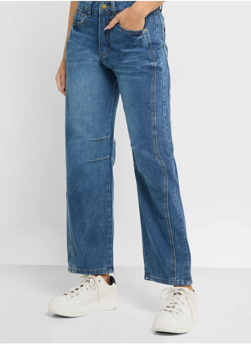 جينجر High Rise Barrel Jeans