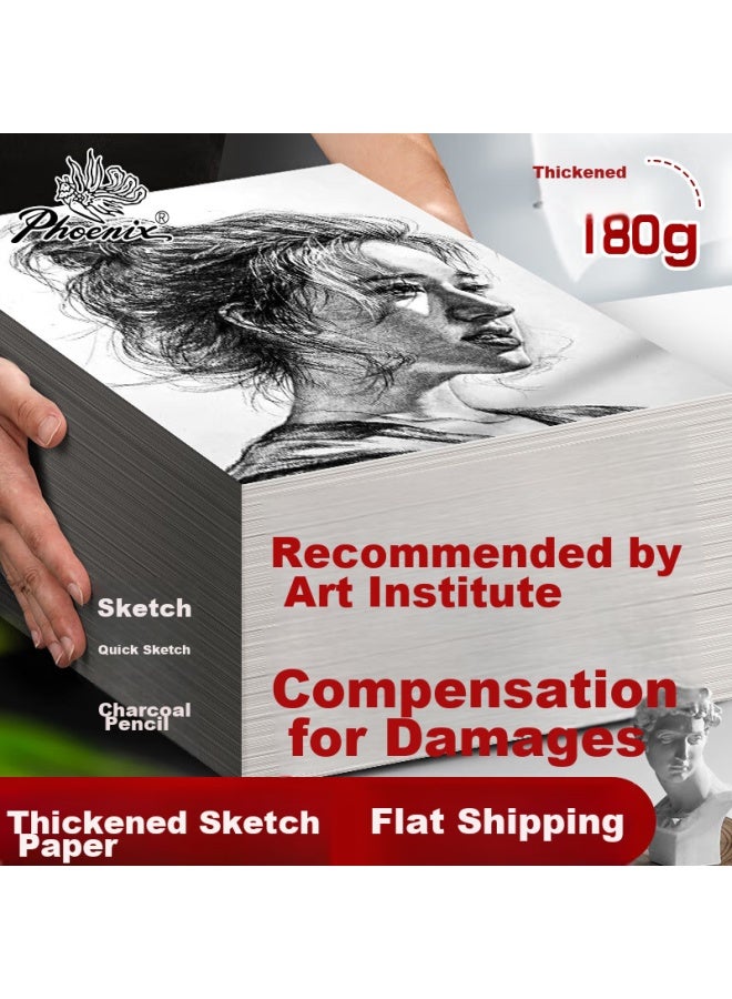 Phoenix Art Supplies 8k Thick Sketch Paper, Picasso Series 180g Sketch Book Drawing Paper For Colored Pencil Drawing, Art Sketching Hand-drawn Tracing Student Beginner Pencil Drawing Paper 20 Sheets Pic8k180 - Image 1