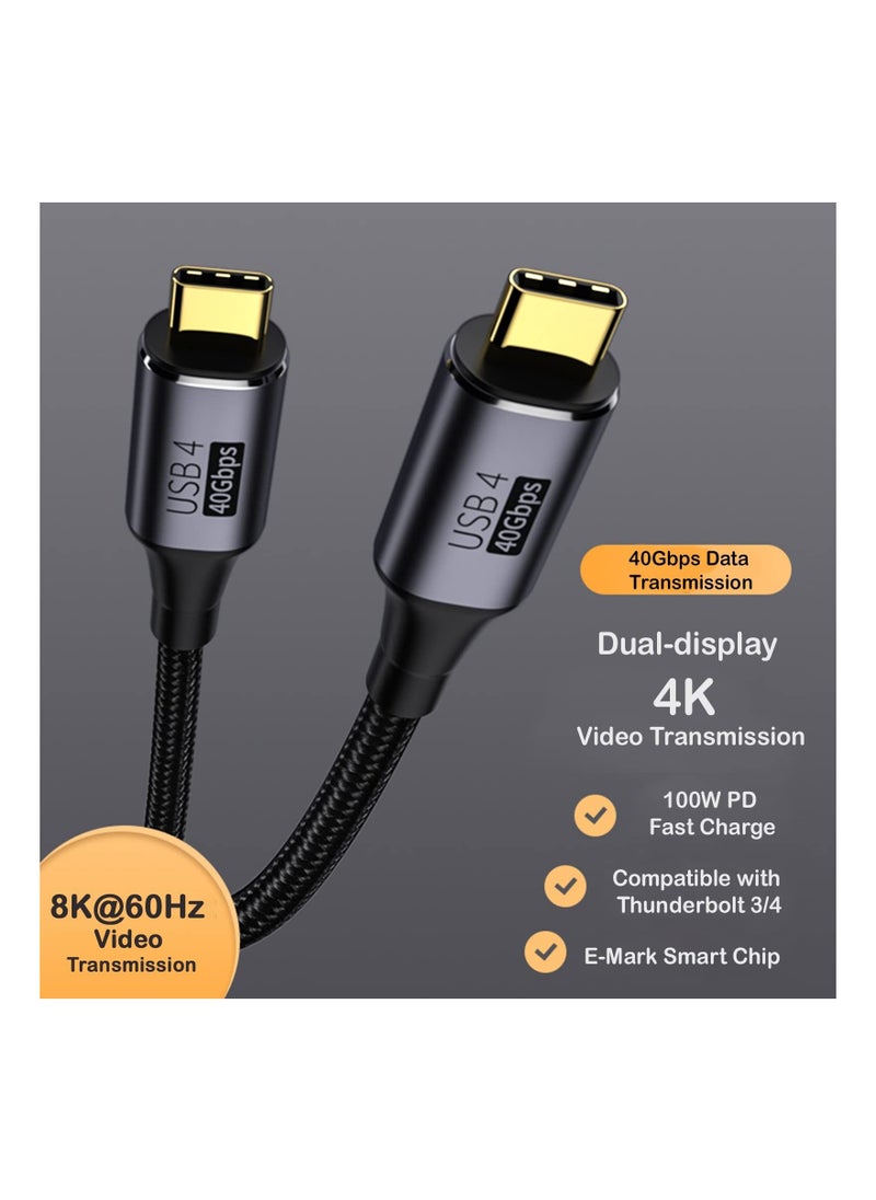 Y&D - USB C Cable, 2-Pack Thunderbolt 4 Cable (1.6 FT) to Support / 3, 4, 100W Charging, 8K Display, 40Gbps Data Transfer for External SSD, EGPU, Docking - Image 1