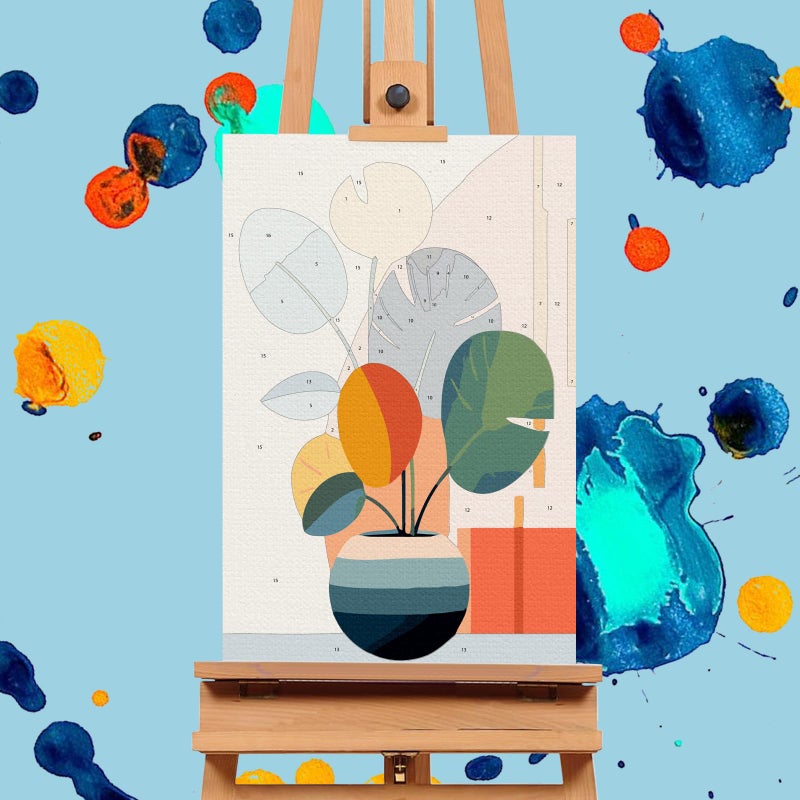 Offito 4 Pack Framed Paint by Numbers Kit for Adults Beginners with Wooden Easel, Flowers Vase Easy Paint by Number Kit with Frame, Watercolor Adult Paint by Number Framed Canvas (8 * 12 Inch) - Image 4