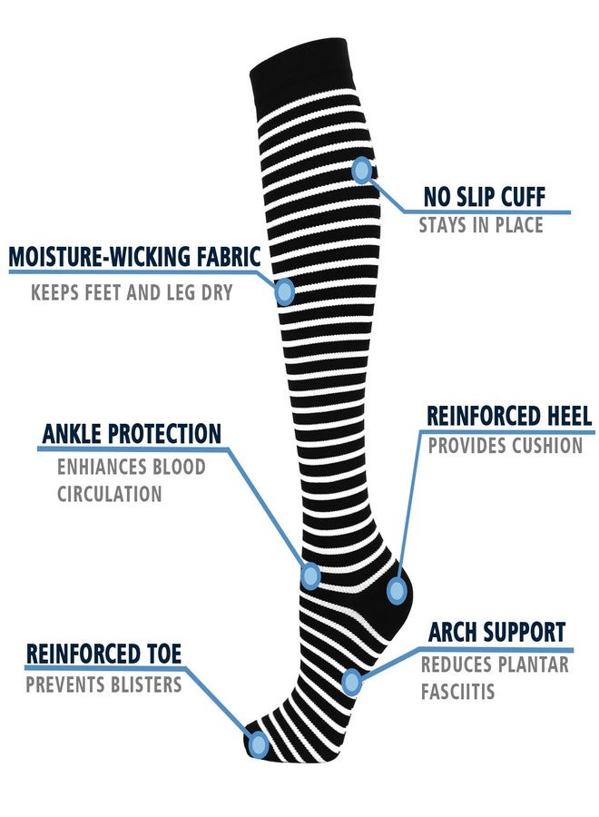 Double Couple 6 Pairs Compression Socks Women Men 20-30 mmHg Knee High Compression Stockings for Athletic Flight Travel Nurses Pregnancy - Image 2