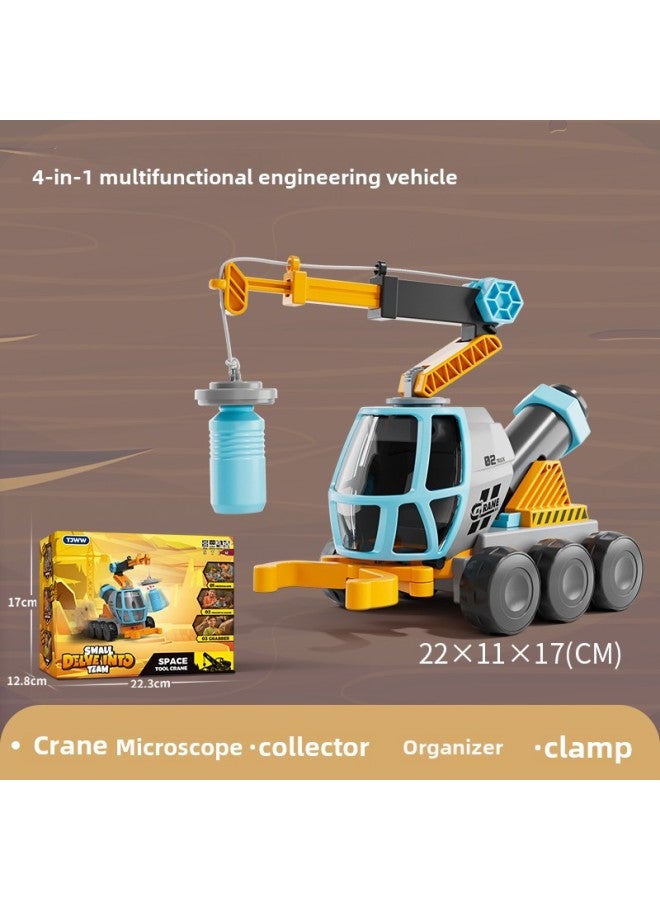 2025 Children's Toy Boy Toy Car Car Off-road Vehicle 3 To 6 Years Old Excavator Engineering Vehicle Transportation-Color:4-in-1 Multifunctional Engineering Vehicle [crane + Microscope + Collector + Body Storage] - Image 1