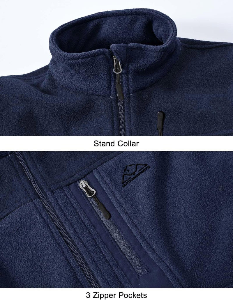 Rdruko Men's Fleece Jackets Full Zip Lightweight Outdoor Hiking Jackets Winter Coats(Full Navy, US M) - Image 5
