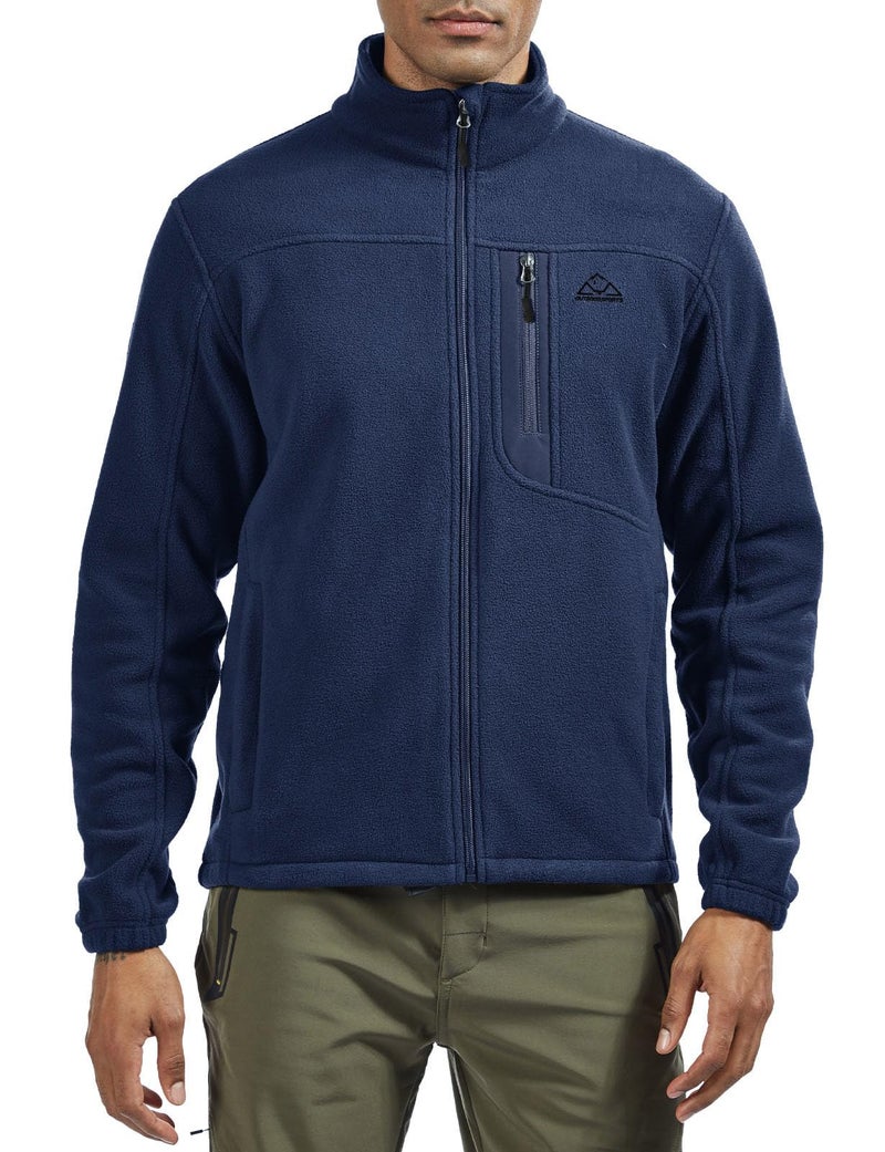 Rdruko Men's Fleece Jackets Full Zip Lightweight Outdoor Hiking Jackets Winter Coats(Full Navy, US M) - Image 2