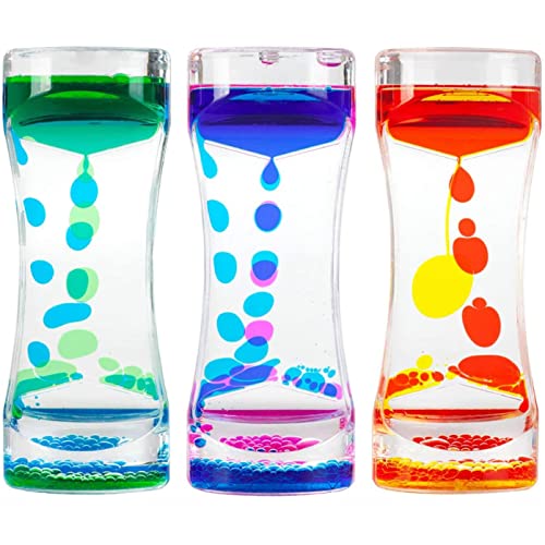 Oneshow Liquid Motion Bubbler Timer Colorful Oil Hourglass Liquid Sensory Toys Activity Fidget Toy Calm Stress Relief Desk Toys Desk Decor for Adults and Teenager Fidget Water Timers 3 Pack - Image 1