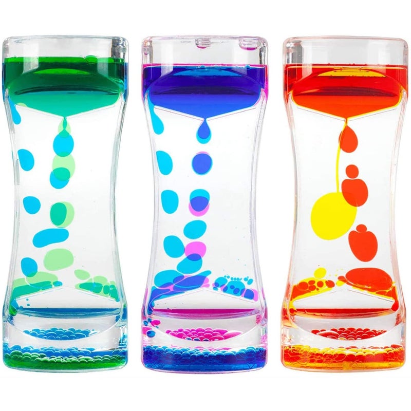Oneshow Liquid Motion Bubbler Timer Colorful Oil Hourglass Liquid Sensory Toys Activity Fidget Toy Calm Stress Relief Desk Toys Desk Decor for Adults and Teenager Fidget Water Timers 3 Pack - Image 4