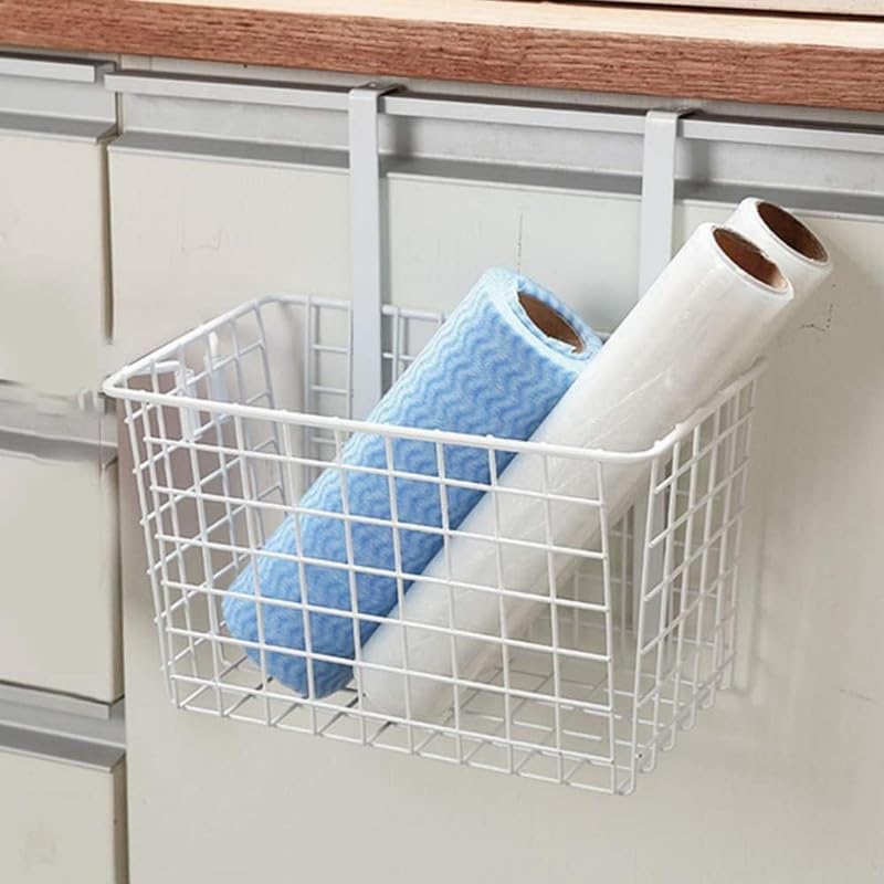 Mash Kitchen Storage Rack Hanging Basket For Cabinet Door Organizer, Shelf Finishing, Bathroom Sink And Pantry Organizer White - Image 4