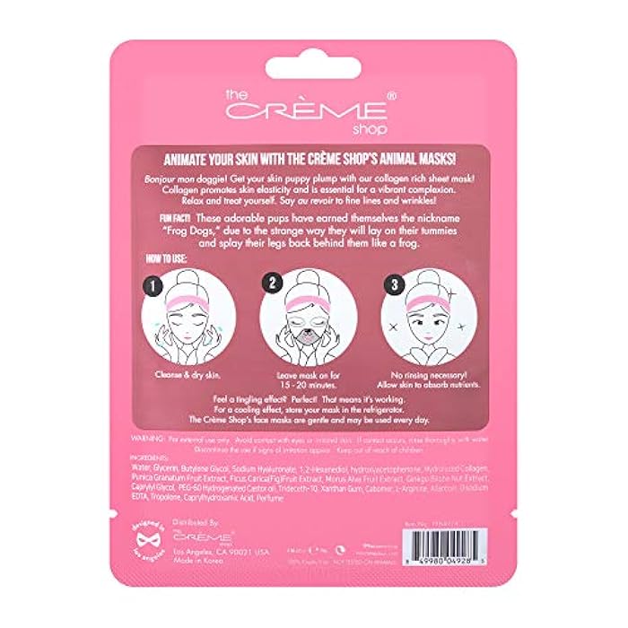 The Crème Shop Plump Up, Skin! Animated Face Mask - Korean Collagen Face Mask to Improve Fine Lines and Wrinkles for a Firm, Vibrant Complexion (Bulldog/Set of 3) - Image 3