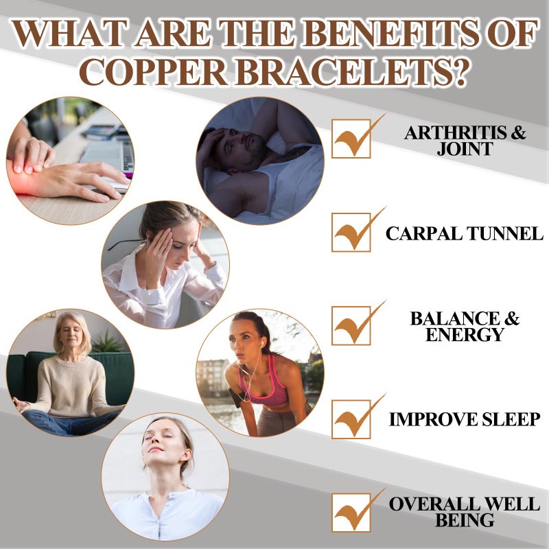 Otuuz 6 Pcs Copper Bracelets for Men Women Copper Cuff Bracelets Adjustable Size Health Jewelry Gift Handmade Uncoated Health Jewelry Gifts(Wire Overlap Style) - Image 4