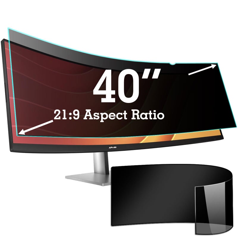 APeiSi 40 Inch Privacy Screen Filter for 219 Curved Ultrawide Monitor Privacy Shield Anti Glare AntiBlue Light Eye Protection Anti Spy Computer Security Private Filter Protector - Image 2