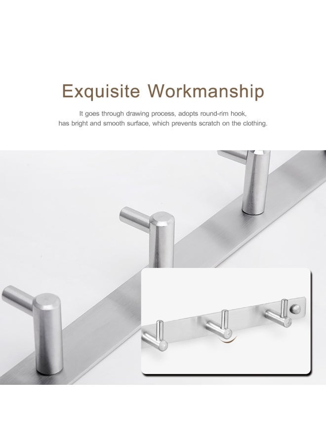 NIBEMINENT Wall Mounted Heavy Duty Stainless Steel Coat Rack Hanger With 5 Hooks Silver 42.00x5x5cm - Image 3