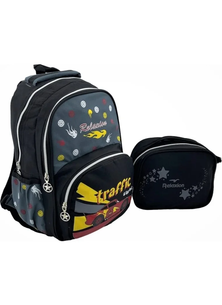 ريلاكسن Traffic Patterned Primary School Bag with Lunchbox 1340-19