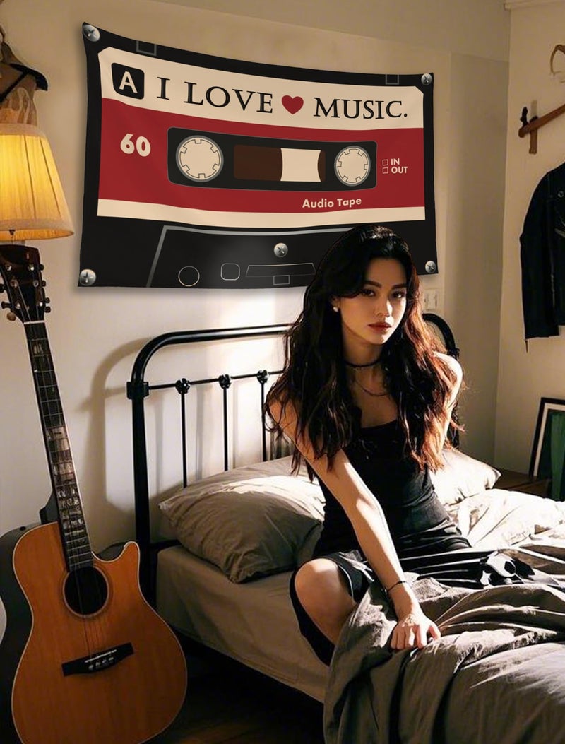 Pecfamly Grunge Y2K 2000s Downtown Girl Alt Scene Emo Dark Red and Black Music Tapestry Posters Indie 90s 80s Room Bedroom Wall Decor for Teen Girls (59" x 39") - Image 2