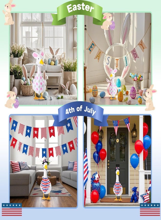 CAMDUCK 8 Set Seasonal Holiday Porch Goose Outfits 4th of July Summer All Seasons Geese Bandana Lawn Goose Clothes Costume Clothing for 23" Plastic Cement Goose Statue Patio Yard Outdoor Decor - Image 5