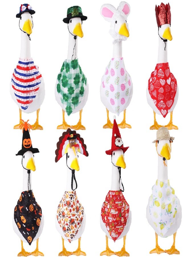 CAMDUCK 8 Set Seasonal Holiday Porch Goose Outfits 4th of July Summer All Seasons Geese Bandana Lawn Goose Clothes Costume Clothing for 23" Plastic Cement Goose Statue Patio Yard Outdoor Decor - Image 1