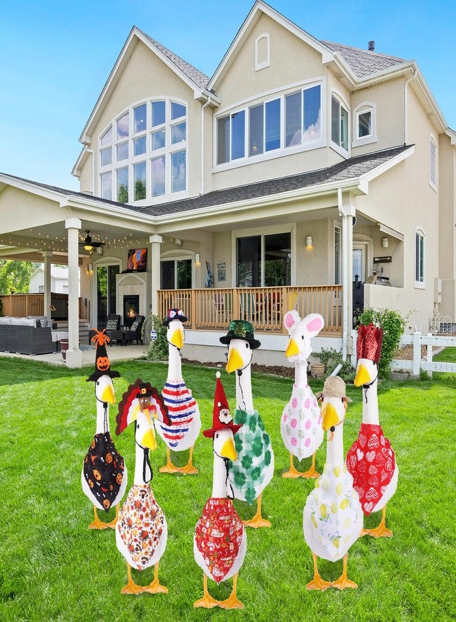 CAMDUCK 8 Set Seasonal Holiday Porch Goose Outfits 4th of July Summer All Seasons Geese Bandana Lawn Goose Clothes Costume Clothing for 23" Plastic Cement Goose Statue Patio Yard Outdoor Decor - Image 3
