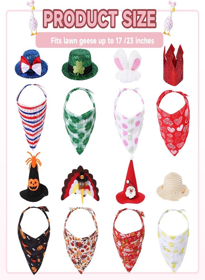 CAMDUCK 8 Set Seasonal Holiday Porch Goose Outfits 4th of July Summer All Seasons Geese Bandana Lawn Goose Clothes Costume Clothing for 23" Plastic Cement Goose Statue Patio Yard Outdoor Decor - Image 2