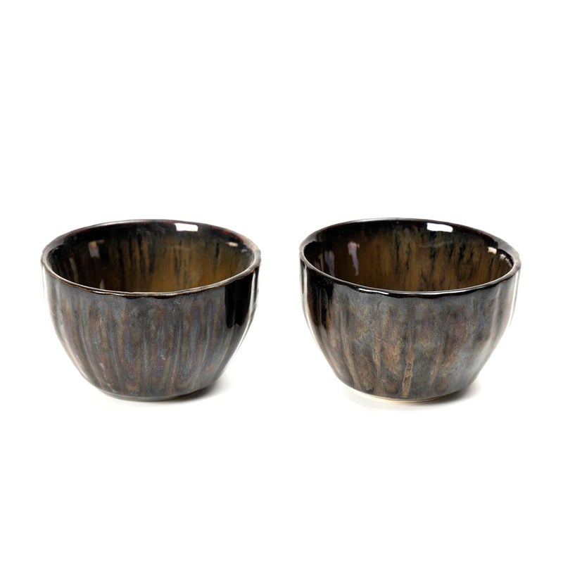 Beyond Homes Ceramic Serving Bowl Small 200ml Set of 2 Golden Brown Glossy Finish Ceramic Dinnerware BowlKatori for Dal Curries Chutney Desserts Snacks Microwave Safe 2 Golden Brown - Image 1
