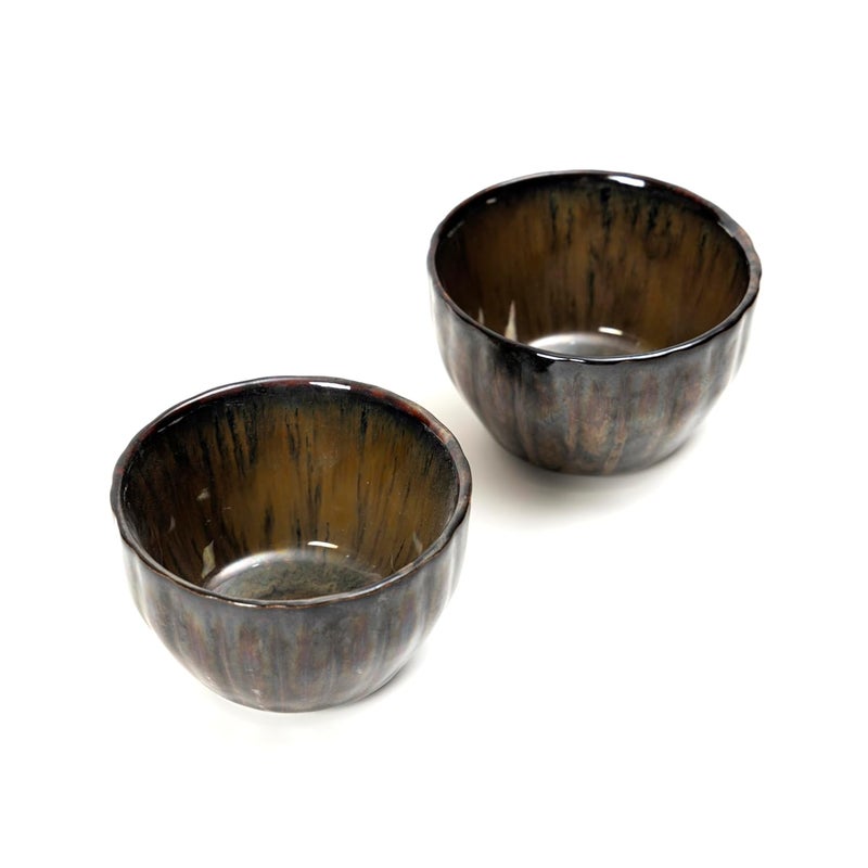 Beyond Homes Ceramic Serving Bowl Small 200ml Set of 2 Golden Brown Glossy Finish Ceramic Dinnerware BowlKatori for Dal Curries Chutney Desserts Snacks Microwave Safe 2 Golden Brown - Image 2