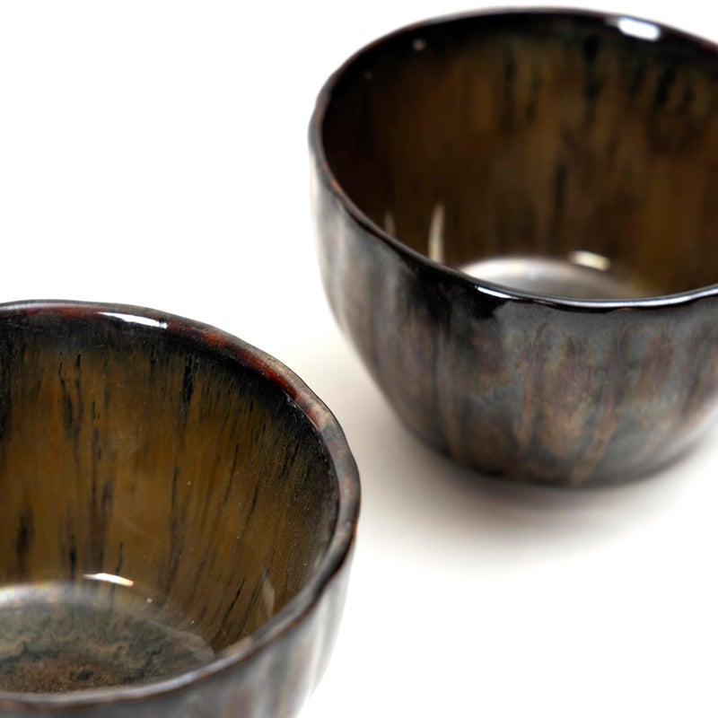 Beyond Homes Ceramic Serving Bowl Small 200ml Set of 2 Golden Brown Glossy Finish Ceramic Dinnerware BowlKatori for Dal Curries Chutney Desserts Snacks Microwave Safe 2 Golden Brown - Image 3