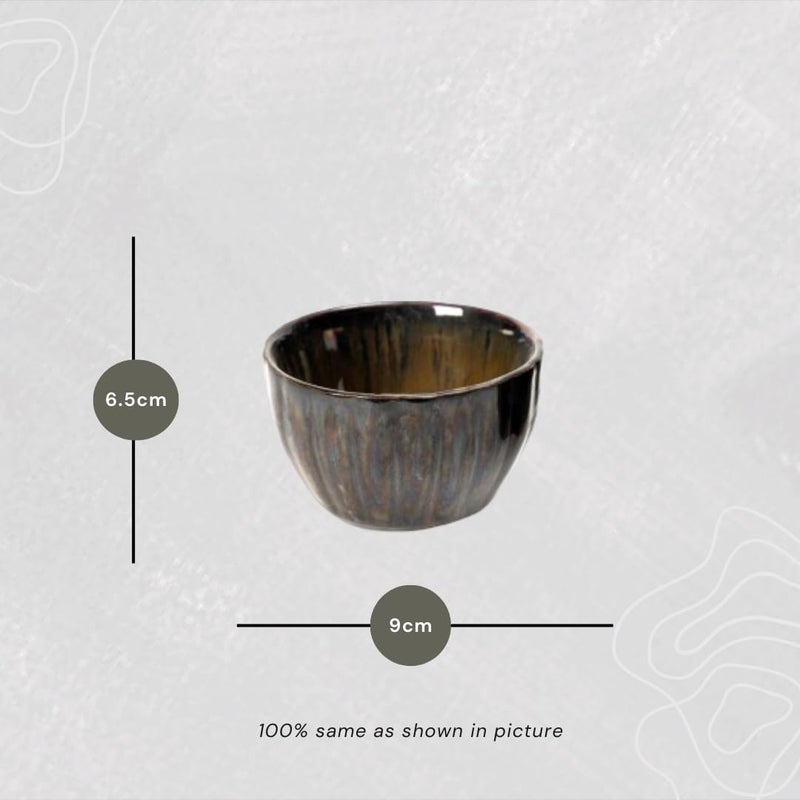 Beyond Homes Ceramic Serving Bowl Small 200ml Set of 2 Golden Brown Glossy Finish Ceramic Dinnerware BowlKatori for Dal Curries Chutney Desserts Snacks Microwave Safe 2 Golden Brown - Image 4