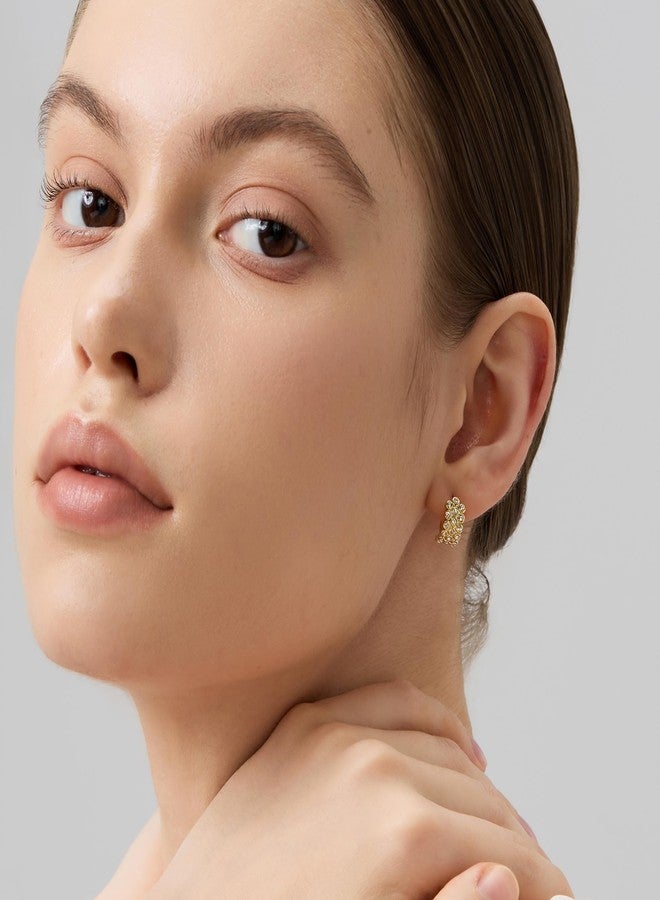 FRUMOS 925 Sterling Silver Huggie Earrings for Women 18K Gold Plated Hoop Earrings for Women Hypoallergenic Small Cubic Zirconia Huggie Earring, Medium, Metal, Cubic Zirconia - Image 4