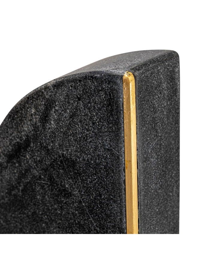 Creative Co-op Boho Arched Semicircle Marble Brass Detail, Set of 2, Black Bookend - Image 3