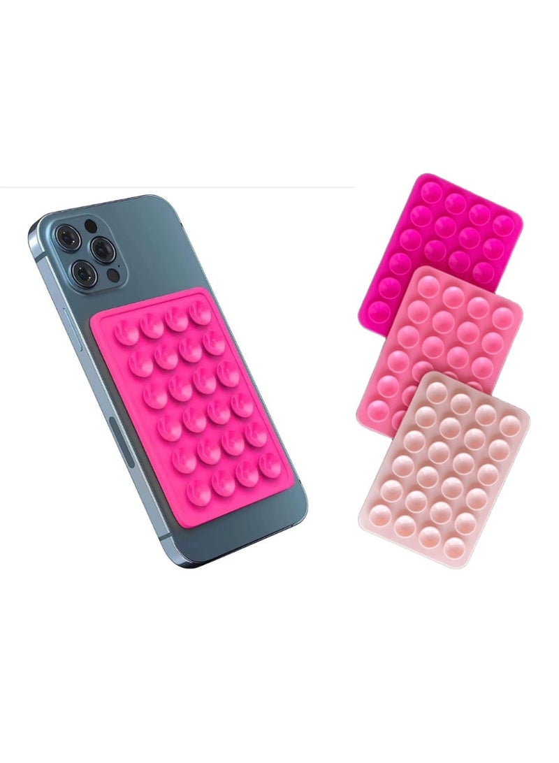 SYMURA 3-Pack Silicone Suction Cup Phone Mount – 24 Micro Suction Cups & Peel-and-Stick Base – Light Pink, Rose Pink & Powder pink - Image 1