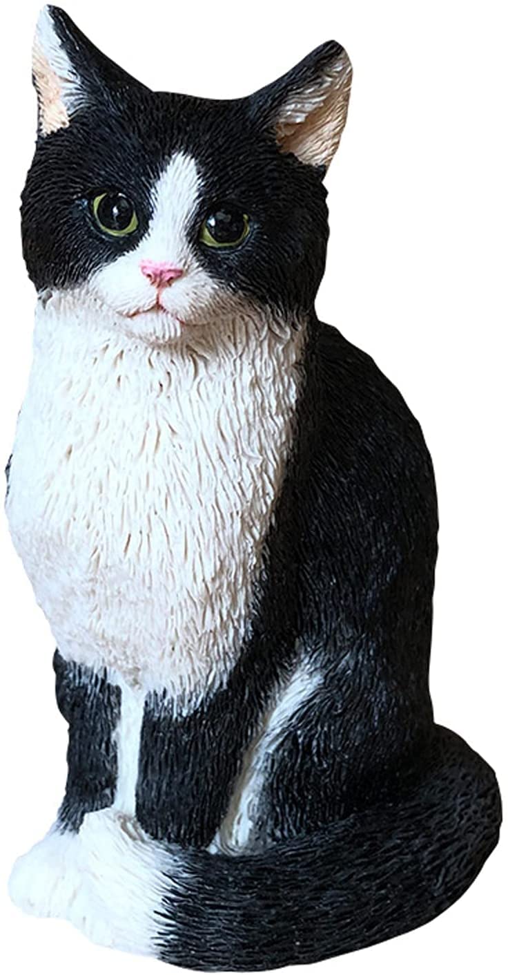 WQKING Cat Resin Outdoor Tree Sculpture Gift Garden Terrace Lawn Outdoor Cat Statue Black