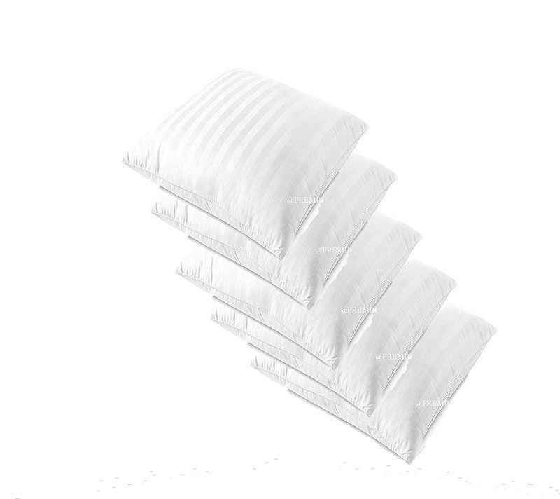 JY Satin Strip Fabric Diwan Set of 5 Micro Fiber Cushion and 2 Hard Bolster (12x12 Inch and 10x25 Inch, White) - Image 2
