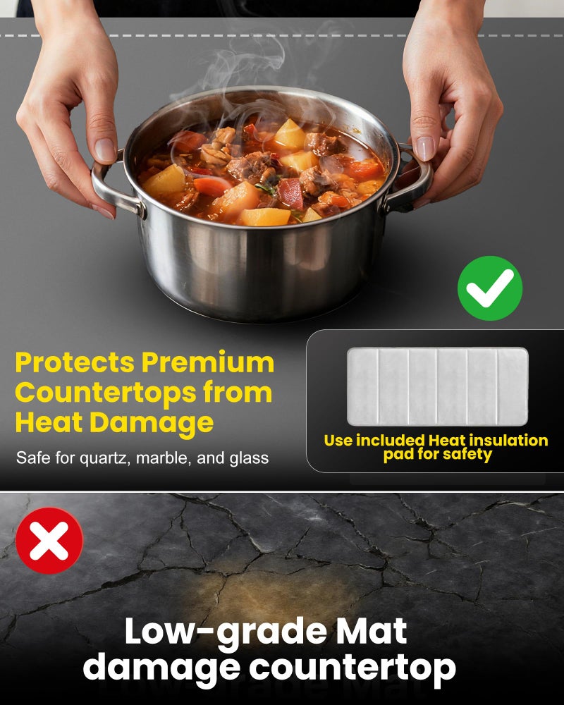 Sturdon Food Warming Mat Extra Large 43"x16" with Insulation Pad for Countertop, Chafing Dishes for Buffet, Food Warmers for Parties, Hot Pads for Kitchen, Portable Heating Pad, 560W Custom Warm Setting, Grey - Image 2