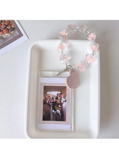 HY Acrylic Kpop Photo card Holders Key chain ID Badge Holder with Spiral Wrist Coil ID Card Holder Photo Card Protector for School ID Office ID Access Card for Women Girls,Heart Pendant Keychain  - Image 5