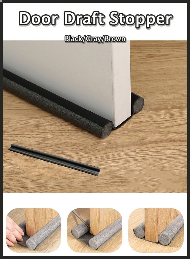 Large Door Draft Stopper for Bottom of Doors Under Door Draft Noise Blocker Gap Stoppers Door Draft Guard for Bottom of Doors Adjustable Twin Door Sweep Draft Seal Window Sealer（Black） - Image 1